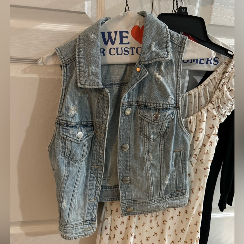 Distressed Denim Vest